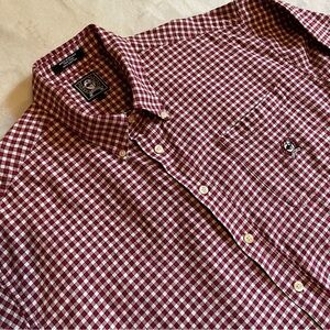 Cinch Button Down Shirt Gingham Check Long Sleeve Western Mens L Red White